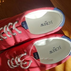 J Crew Washed Red Sneakers Canvas